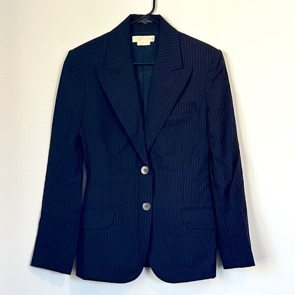 Michael Kors Navy/Red Pinstripe Blazer - Size: 8 - Picture 1 of 9